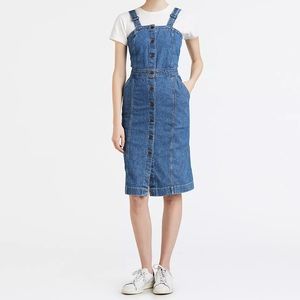 Levi’s Cherie blue Jean denim jumper overall dress, size L NWT